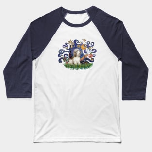 Starry Night Inspired (Van Gogh) Featuring a Petit Bawsset Griffon Vendeen Baseball T-Shirt